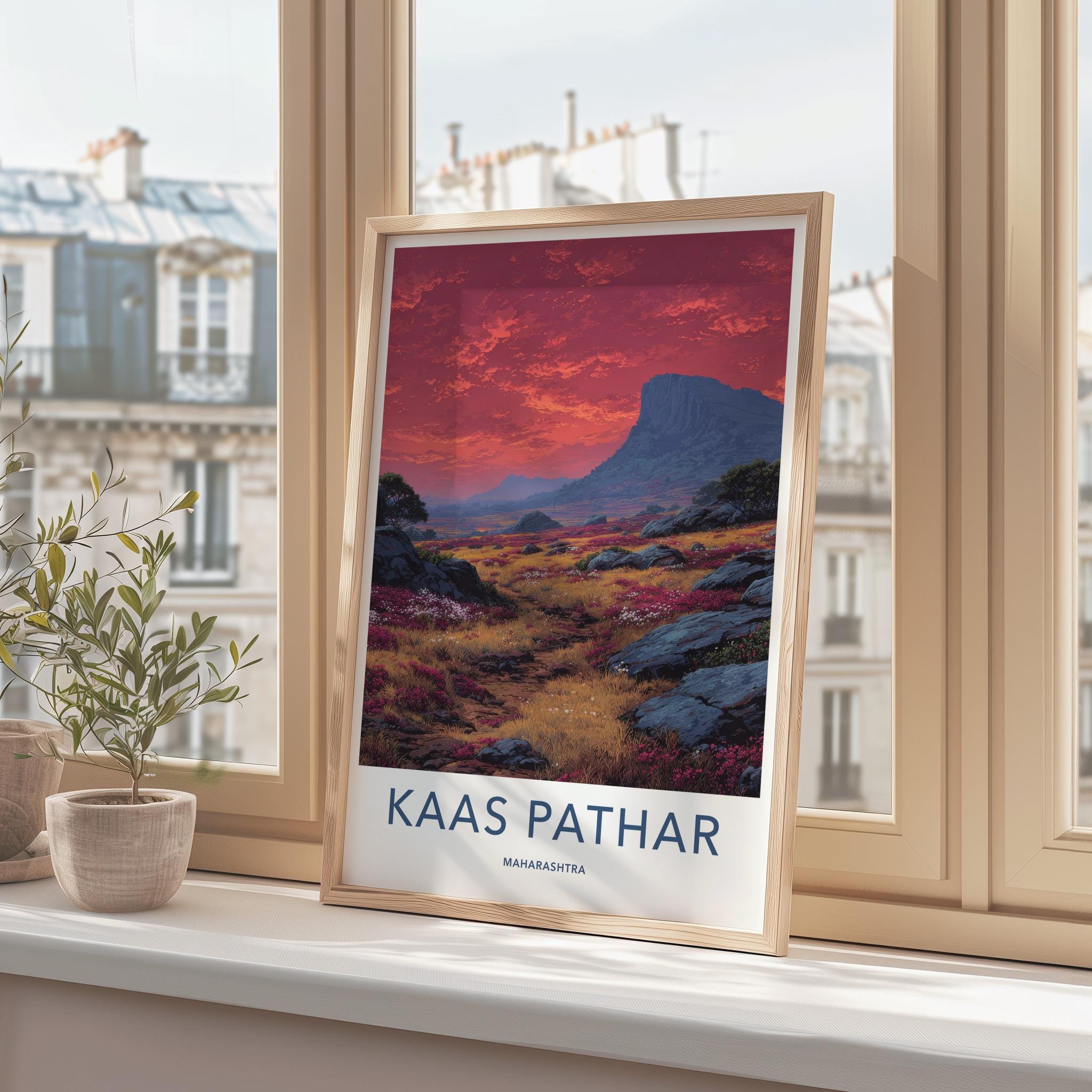 Kaas Pathar Poster - India Art Print - Maharashtra Flowery Plateau Sunset Wall Decor