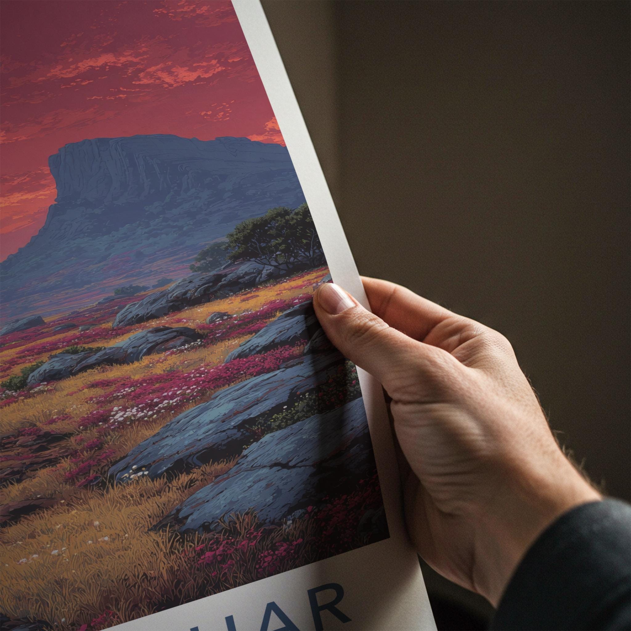 Kaas Pathar Poster - India Art Print - Maharashtra Flowery Plateau Sunset Wall Decor