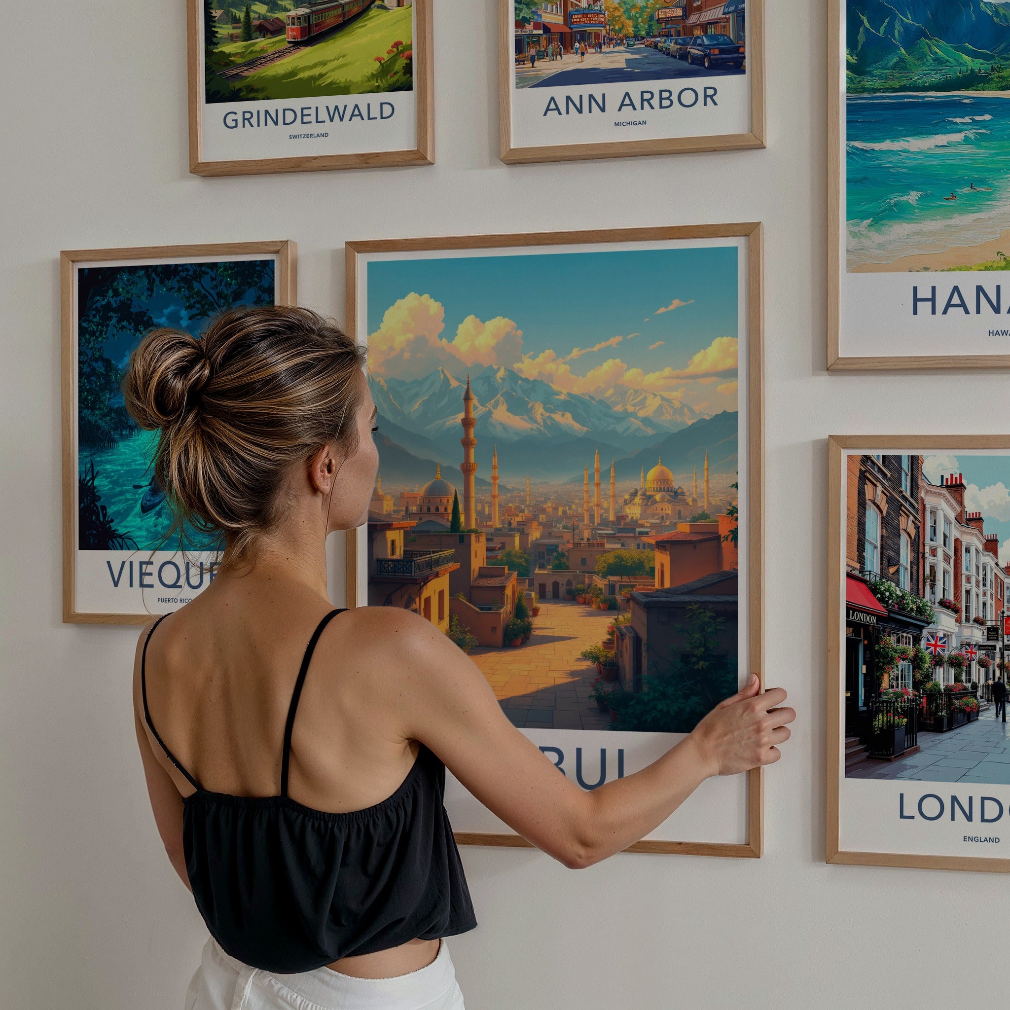 Kabul Poster - Afghanistan Travel Art - Cityscape Mountain Sunset Home Decor