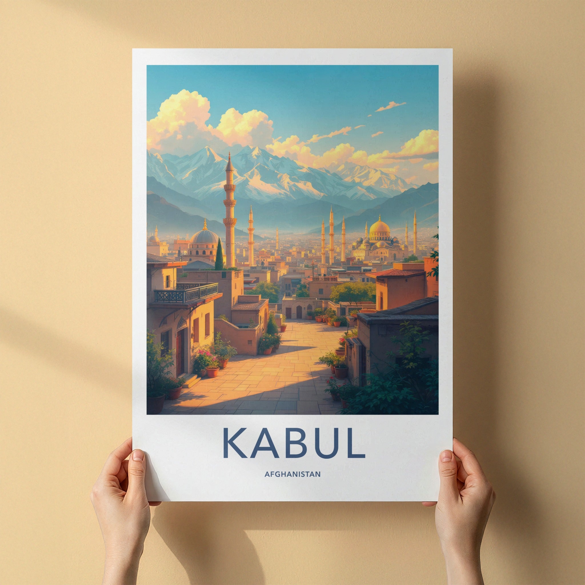 Kabul Poster - Afghanistan Travel Art - Cityscape Mountain Sunset Home Decor