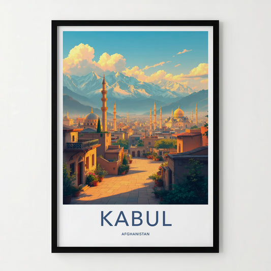 Kabul Poster - Afghanistan Travel Art - Cityscape Mountain Sunset Home Decor
