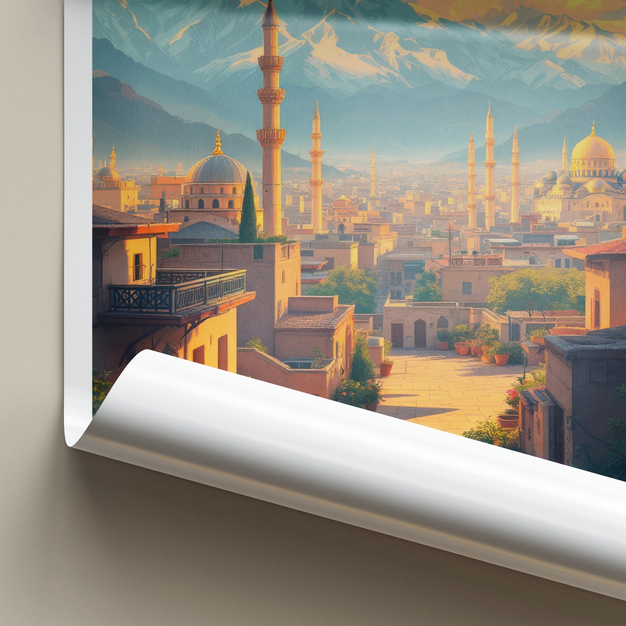Kabul Poster - Afghanistan Travel Art - Cityscape Mountain Sunset Home Decor