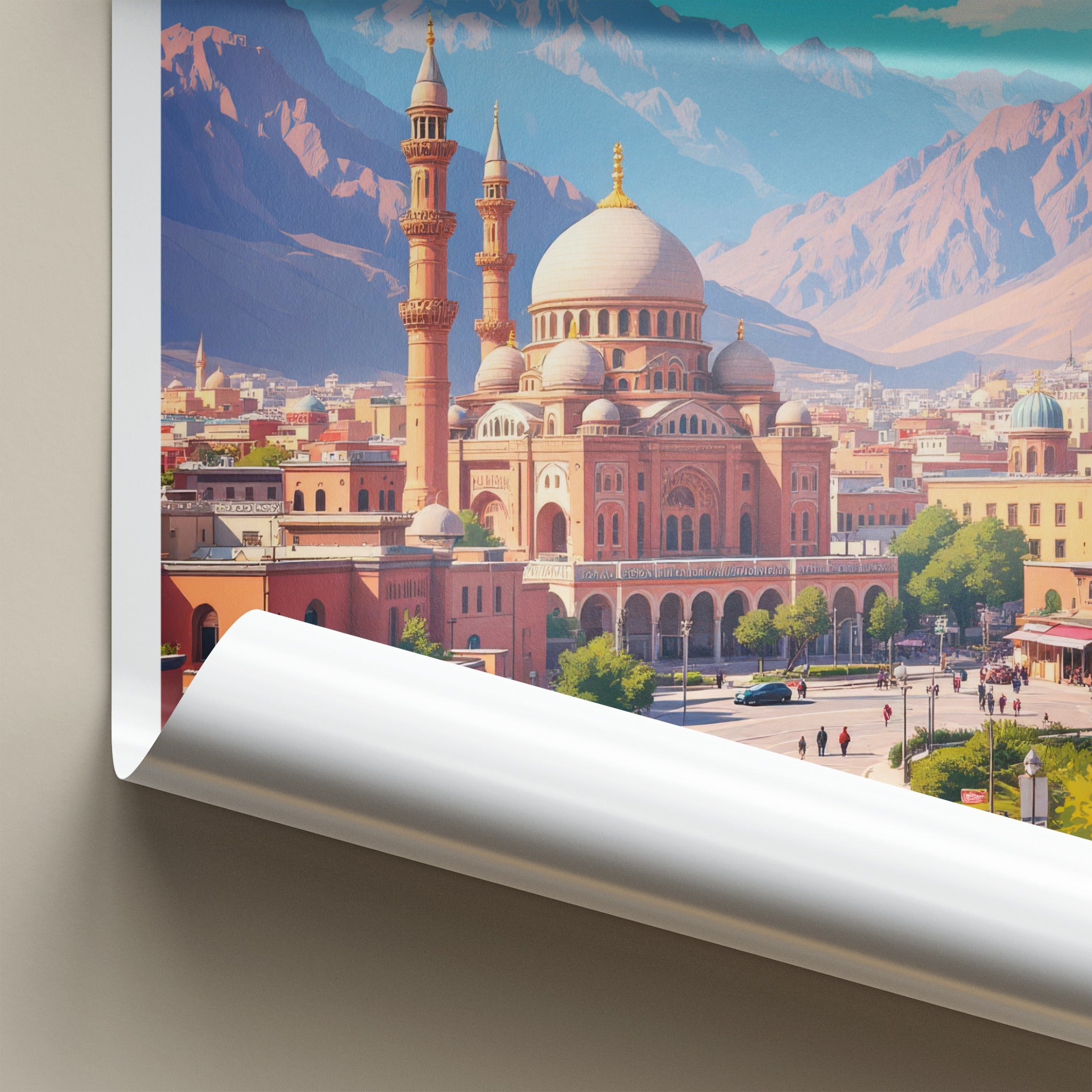 Kabul Poster - Afghanistan Travel Art - Grand Mosque City Home Decor