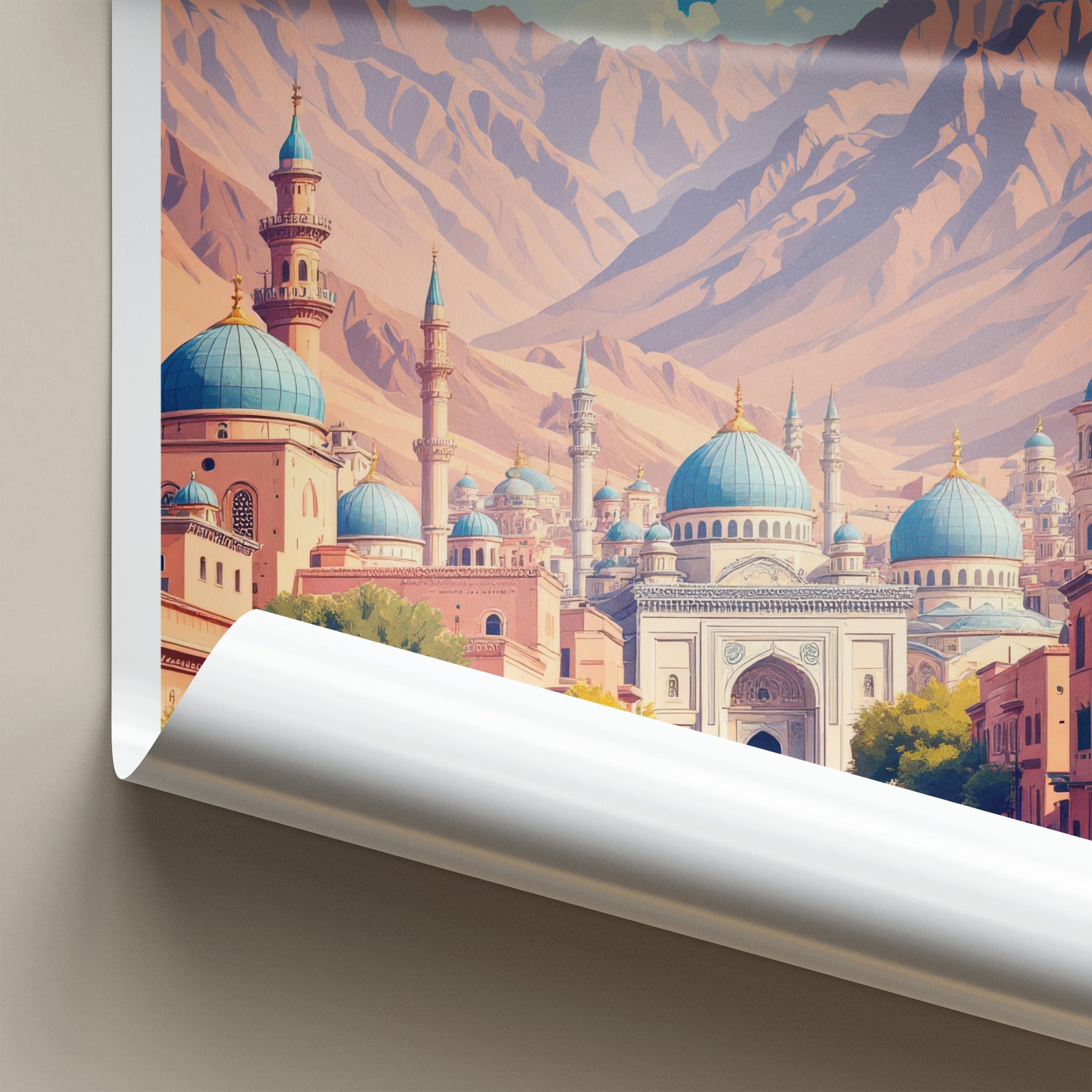 Kabul Poster - Afghanistan Travel Art - Mountain City Domes Home Decor