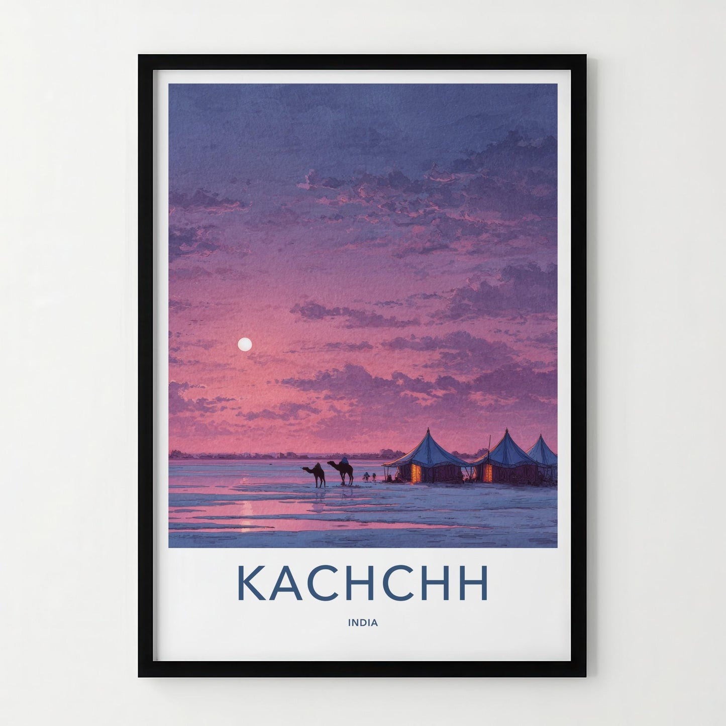 Kachchh Poster - India Travel Art - Gujarat Desert Tents Home Decor