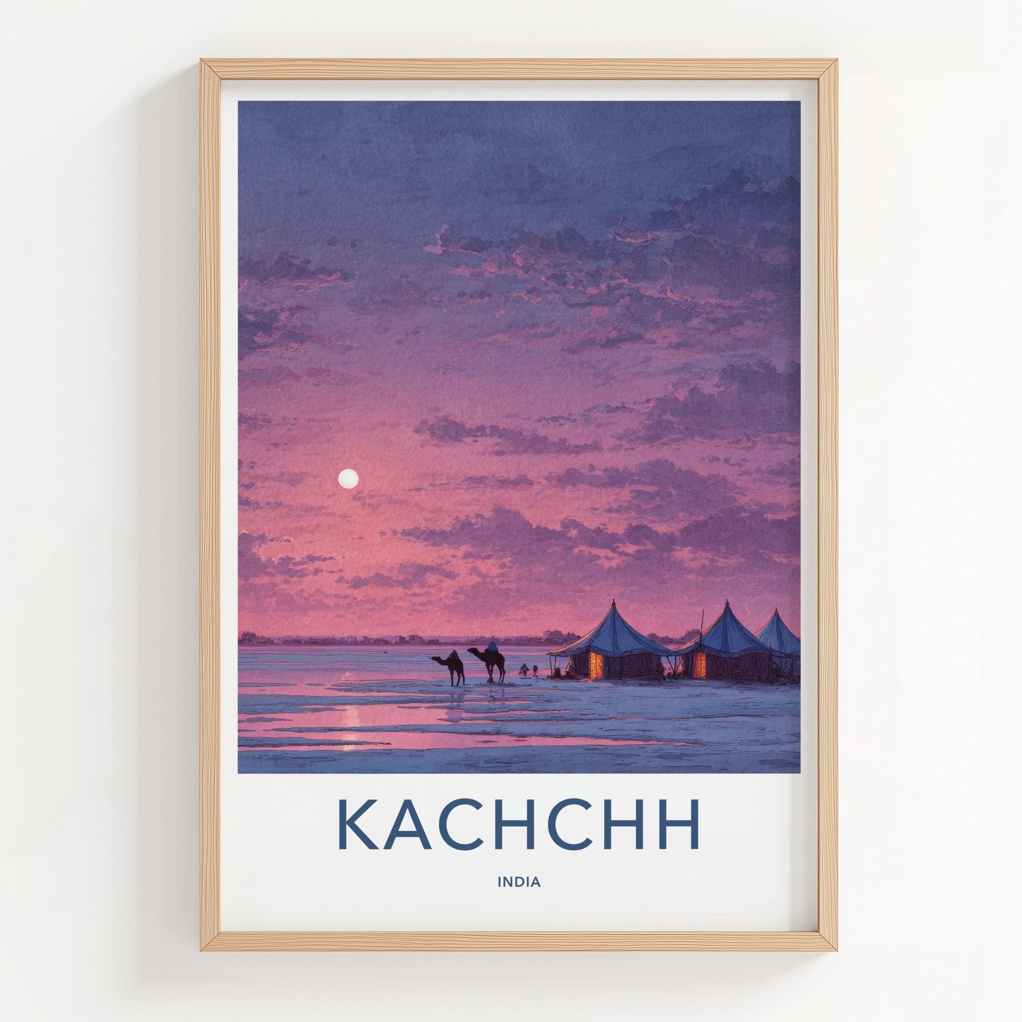 Kachchh Poster - India Travel Art - Gujarat Desert Tents Home Decor