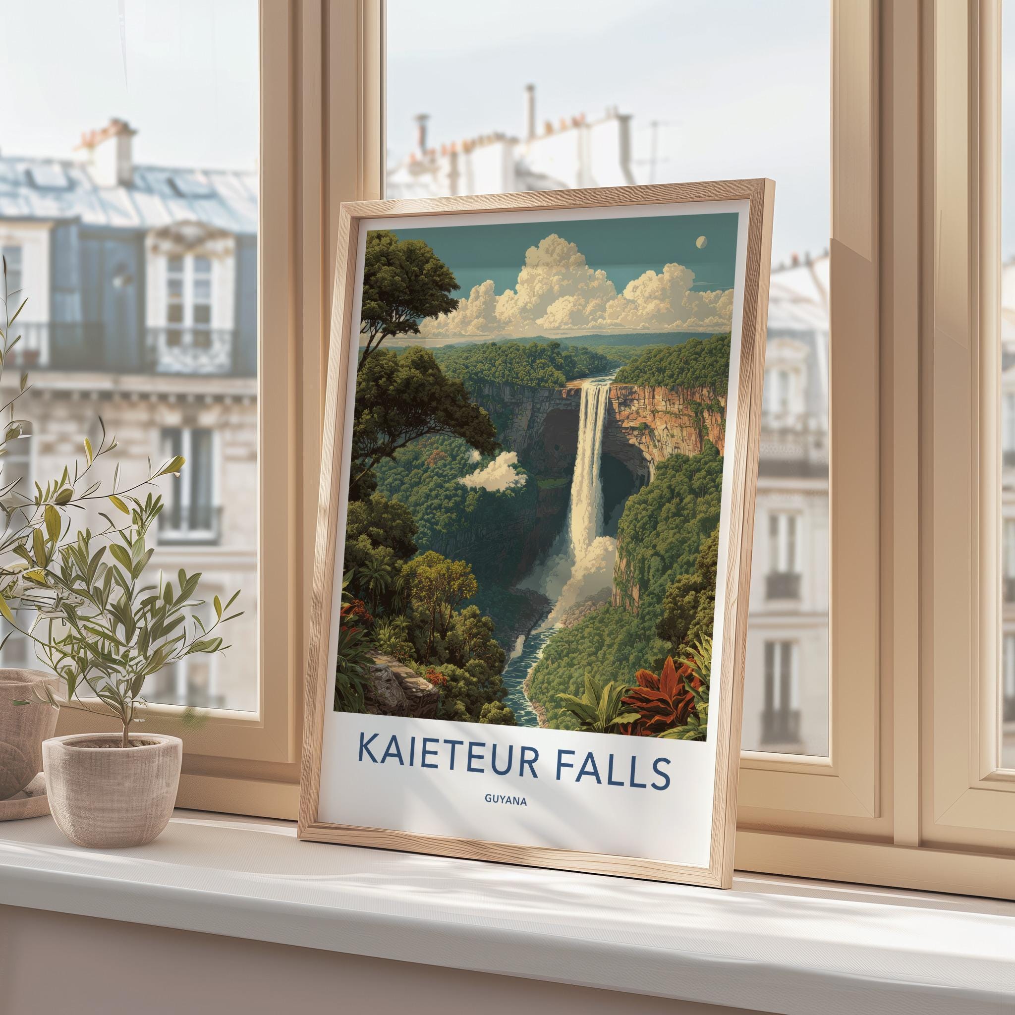 Kaieteur Falls Poster - Guyana Art Print - Majestic Jungle Waterfall Gift