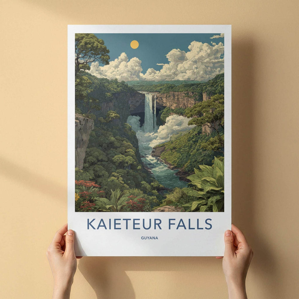 Kaieteur Falls Poster - Guyana Framed Print - Lush Ravine Waterfall Framed Decor