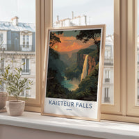 Kaieteur Falls Poster - Guyana Travel Art - Jungle Waterfall Sunset Home Decor