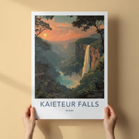 Kaieteur Falls Poster - Guyana Travel Art - Jungle Waterfall Sunset Home Decor
