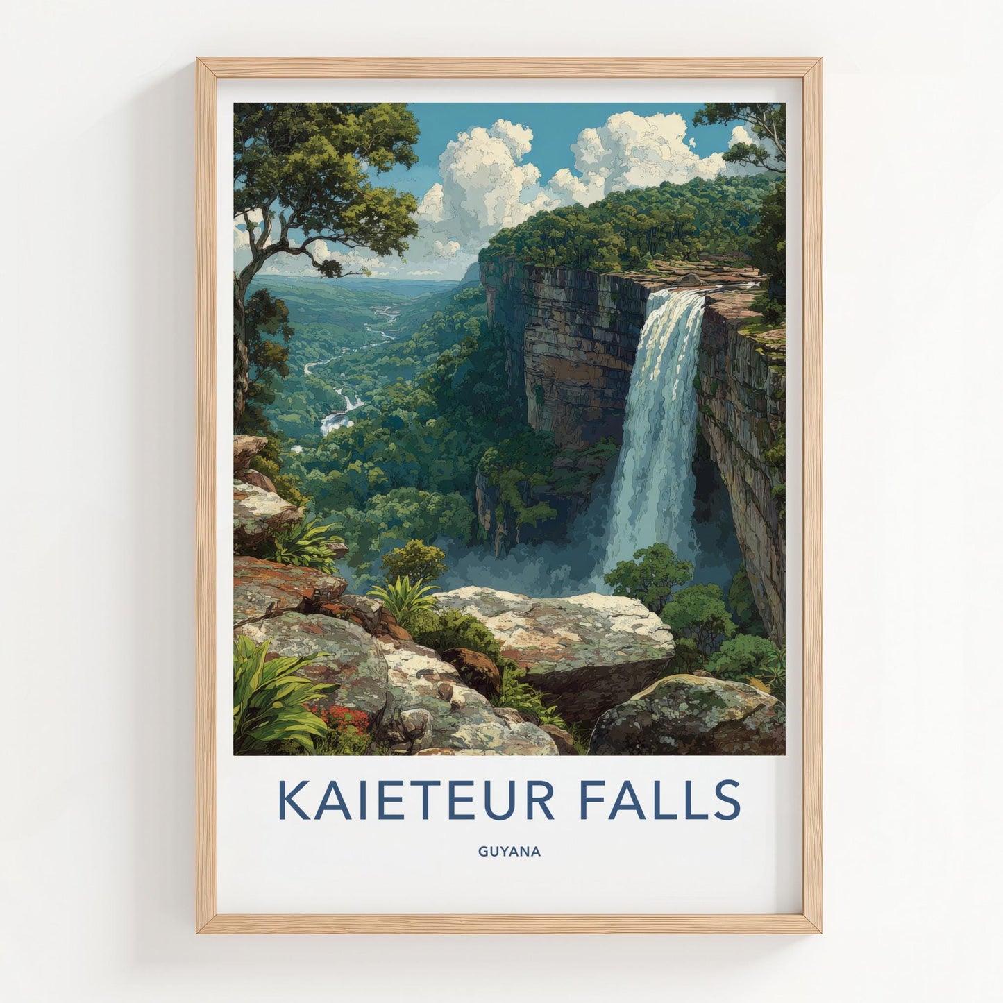 Kaieteur Falls Poster - Guyana Travel Art - Majestic Jungle Falls Home Decor