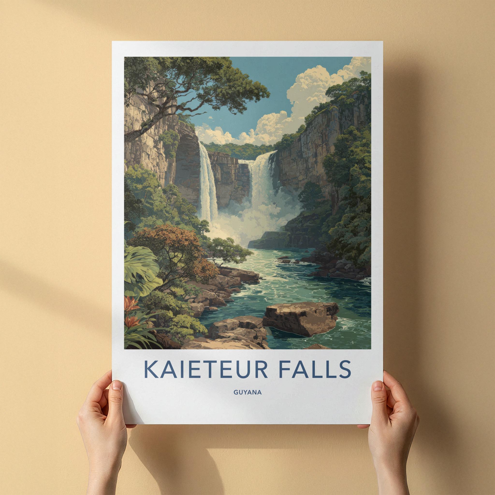 Kaieteur Falls Poster - Guyana Travel Art - Majestic Jungle Waterfall Home Decor