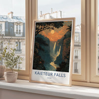 Kaieteur Falls Poster - Guyana Travel Art - Tropical Cliffside Falls Wall Decor