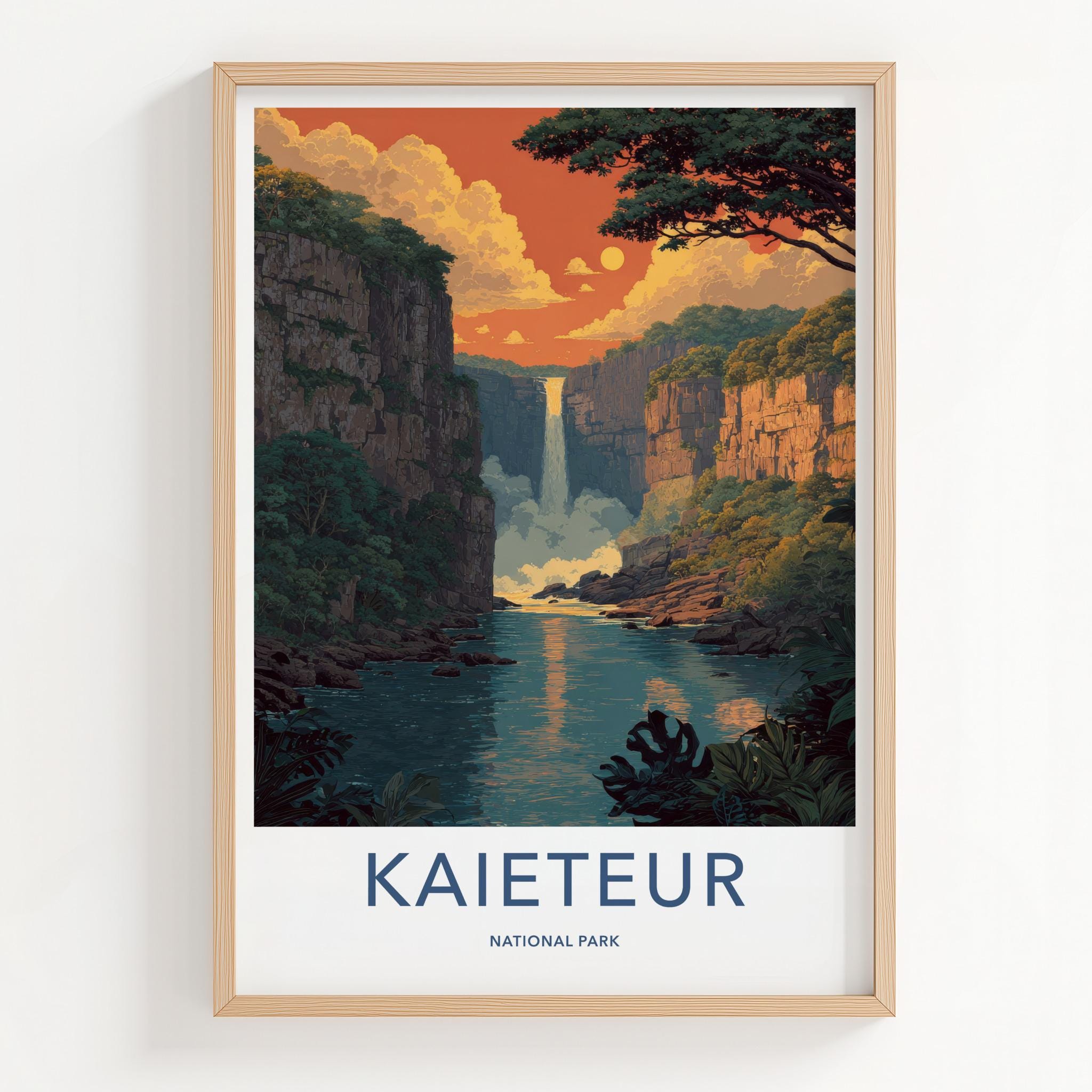 Kaieteur National Park Poster - Guyana Travel Art - Grand Waterfall Scene Home Decor