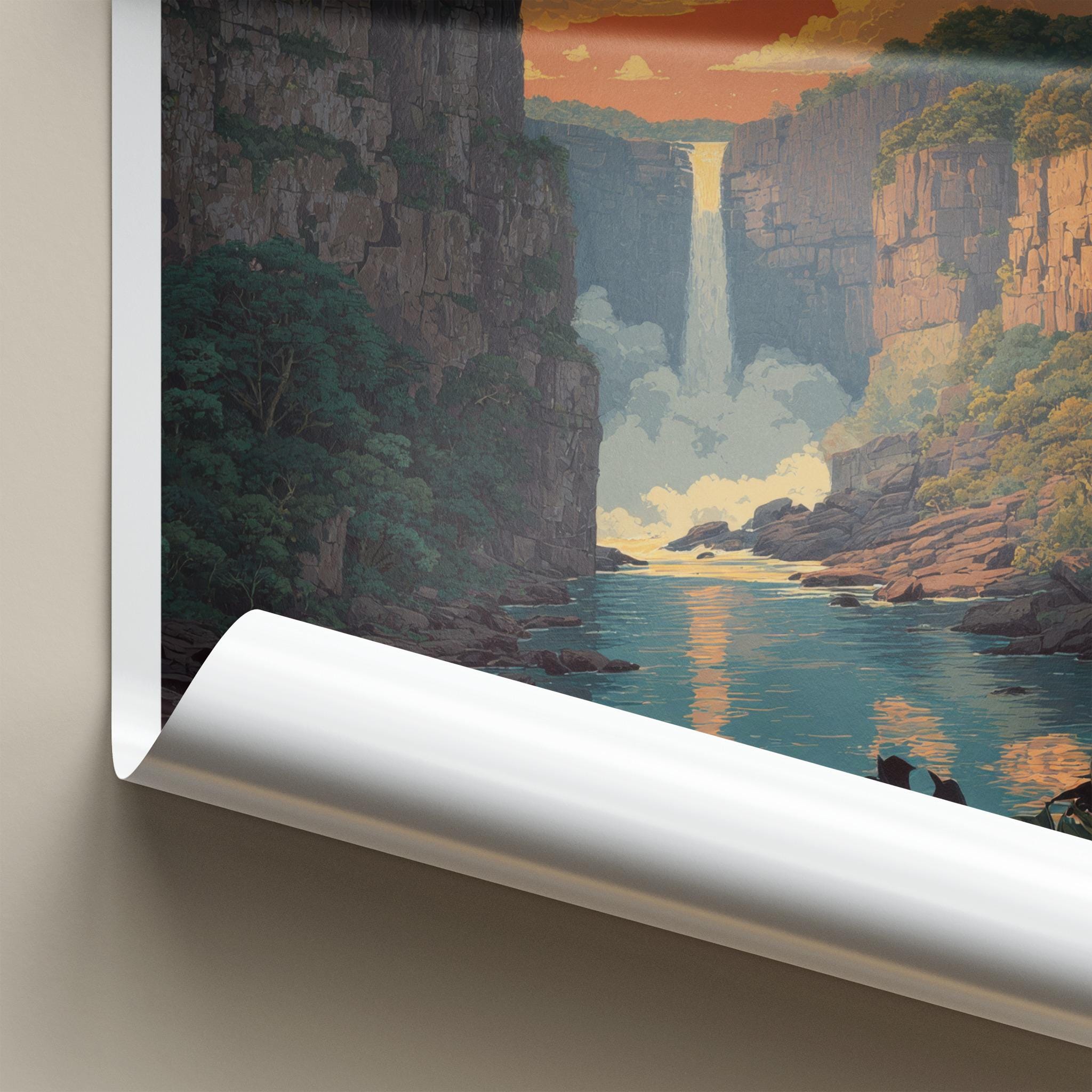 Kaieteur National Park Poster - Guyana Travel Art - Grand Waterfall Scene Home Decor
