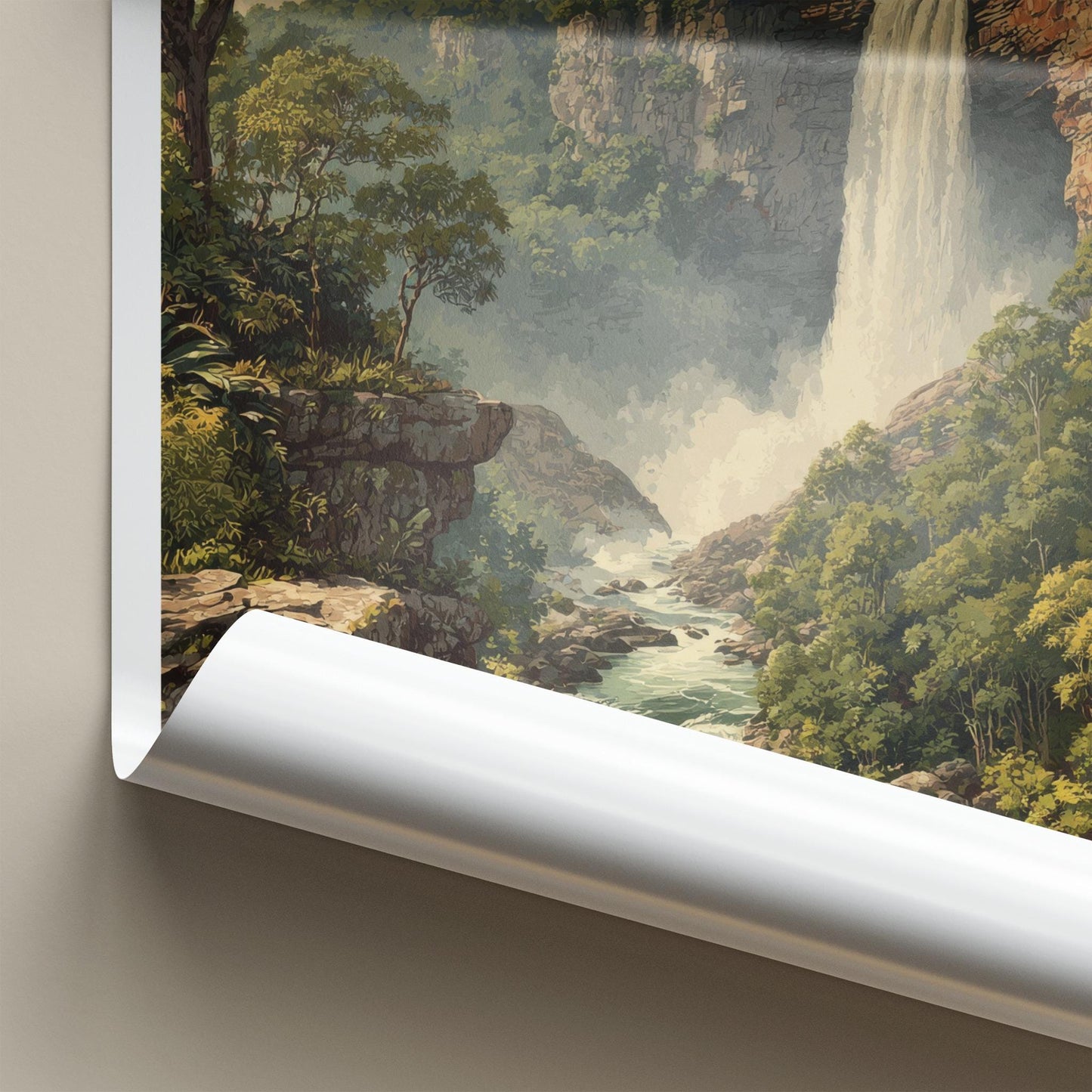 Kaieteur National Park Poster - Guyana Travel Art - Lush Cliffs Waterfall Home Decor