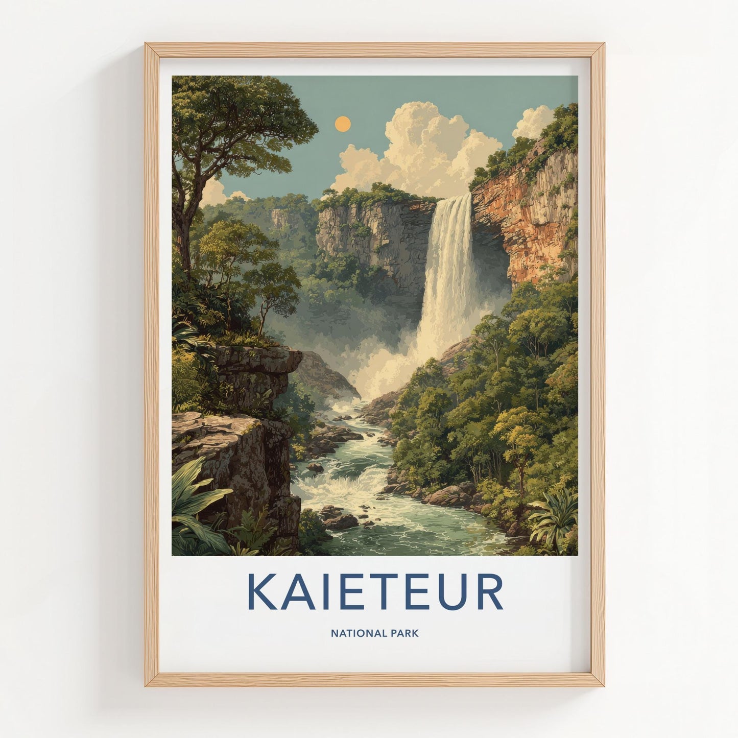 Kaieteur National Park Poster - Guyana Travel Art - Lush Cliffs Waterfall Home Decor