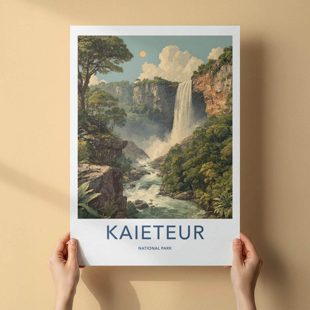 Kaieteur National Park Poster - Guyana Travel Art - Lush Cliffs Waterfall Home Decor