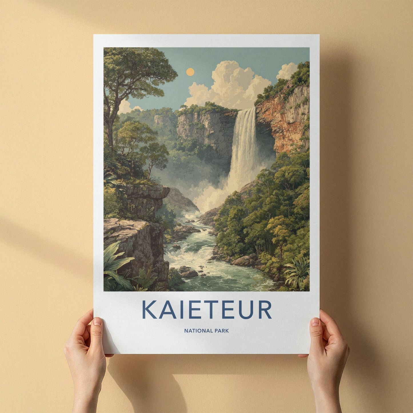 Kaieteur National Park Poster - Guyana Travel Art - Lush Cliffs Waterfall Home Decor