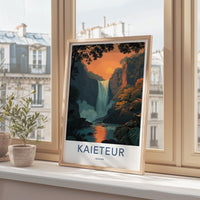 Kaieteur Poster - Guyana Travel Art - Jungle Waterfall Sunset Wall Decor
