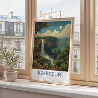 Kaieteur Poster - Guyana Wall Art - Moonlit Jungle Waterfall Home Decor