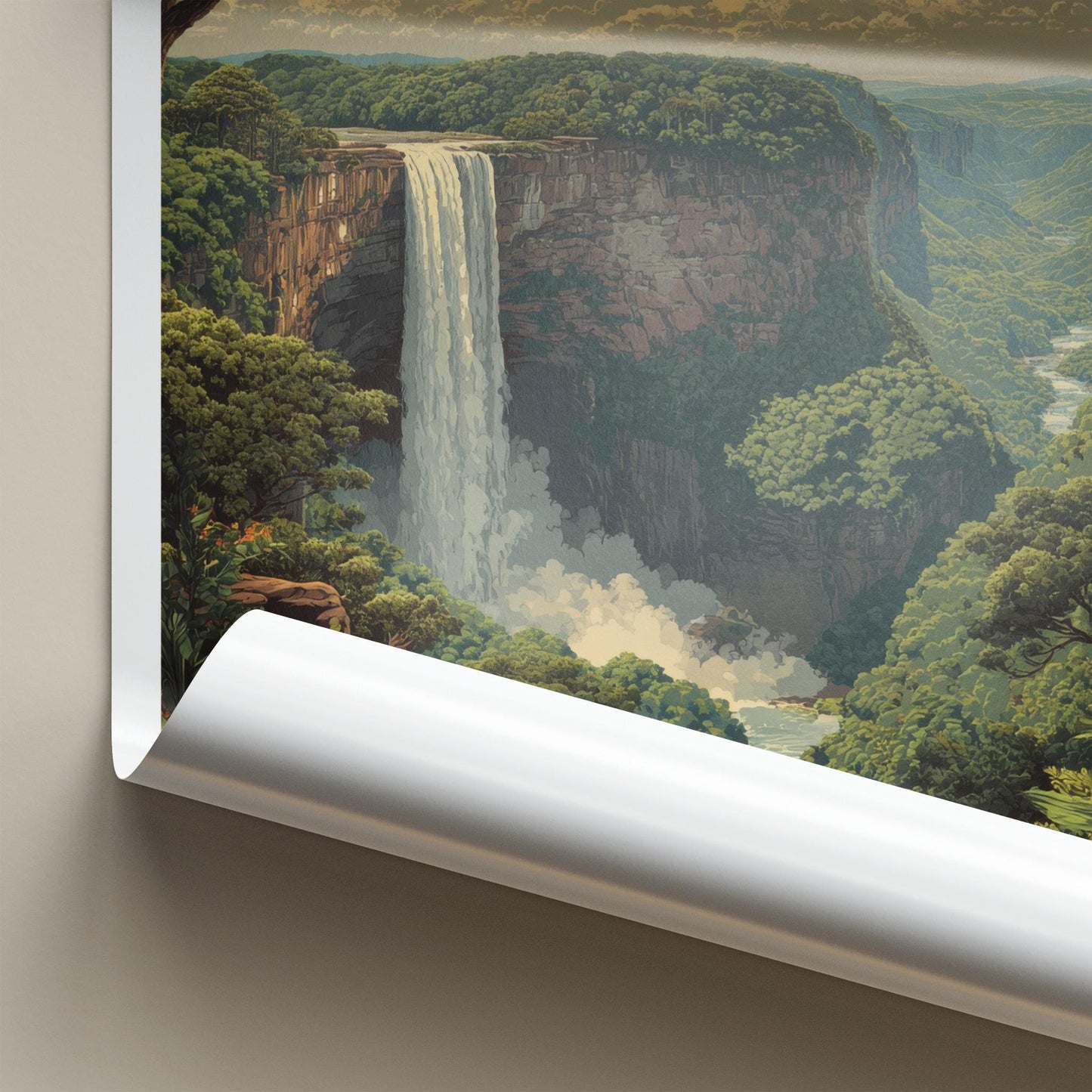 Kaieteur Poster - Guyana Wall Art - Moonlit Jungle Waterfall Home Decor