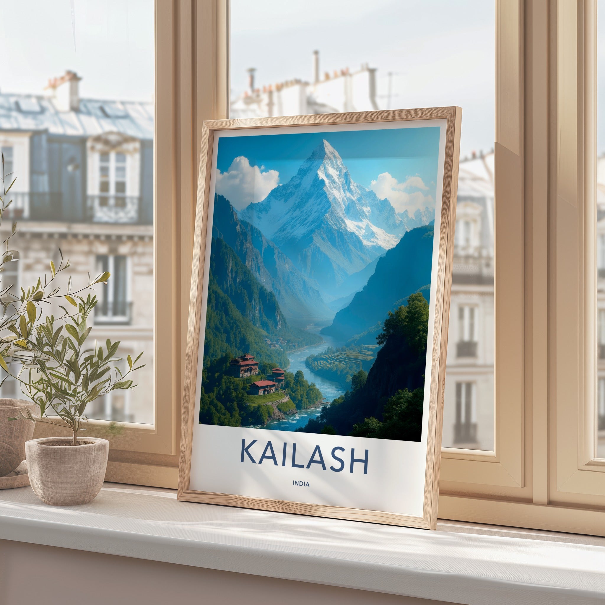 Kailash Poster - India Wall Art - Uttarakhand River Temple Home Decor