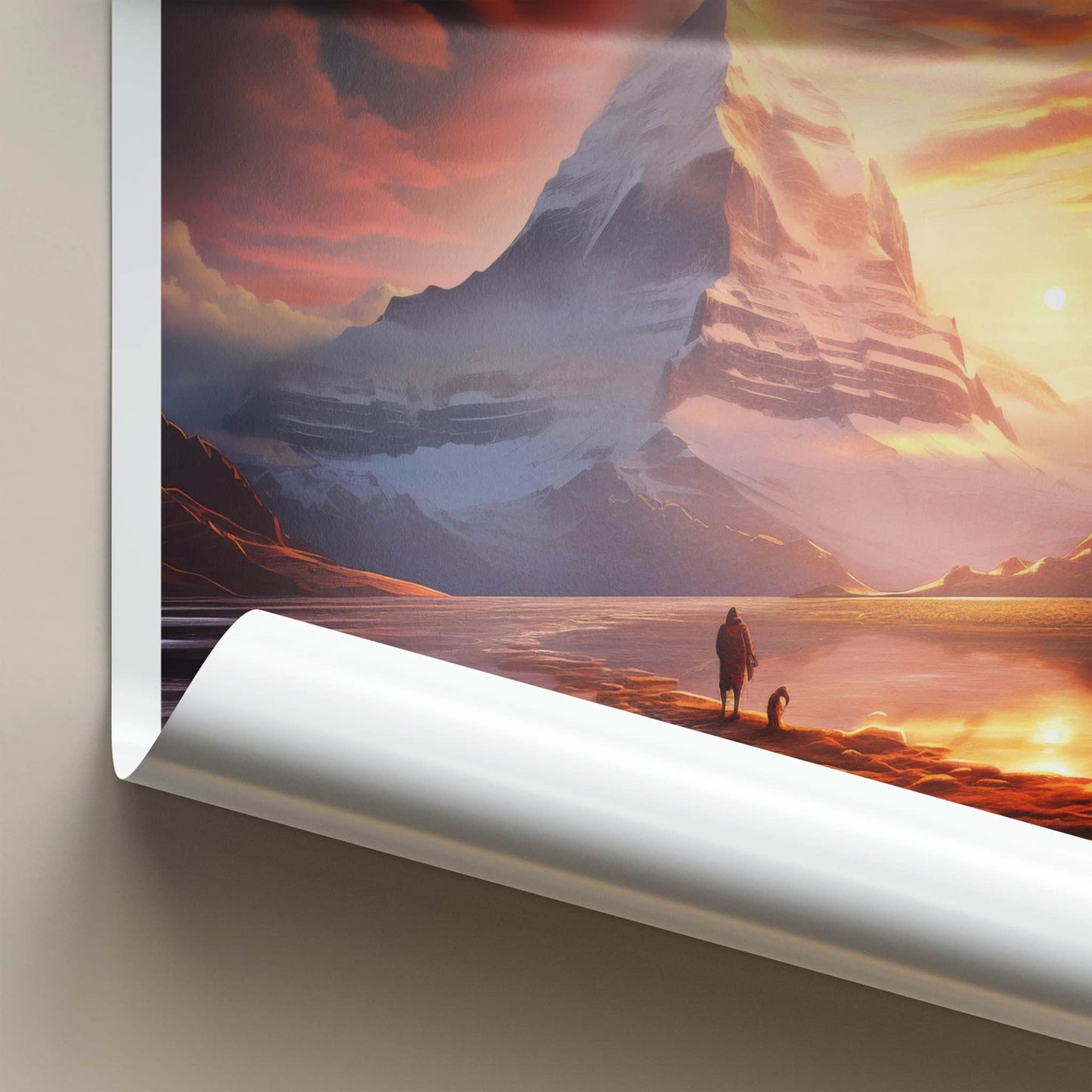 Kailash Poster - Tibet Travel Art - Fiery Mountain Sunset Wall Decor