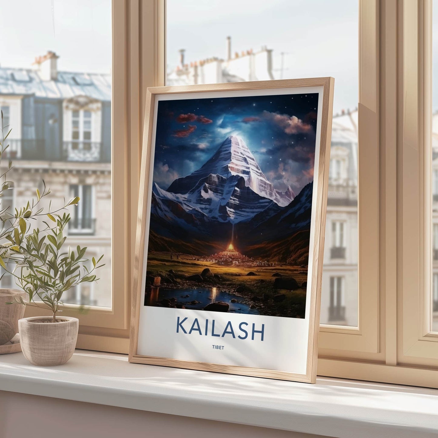 Kailash Poster - Tibet Travel Art - Mystic Mountain Glow Home Decor