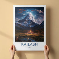 Kailash Poster - Tibet Travel Art - Mystic Mountain Glow Home Decor