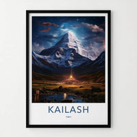 Kailash Poster - Tibet Travel Art - Mystic Mountain Glow Home Decor