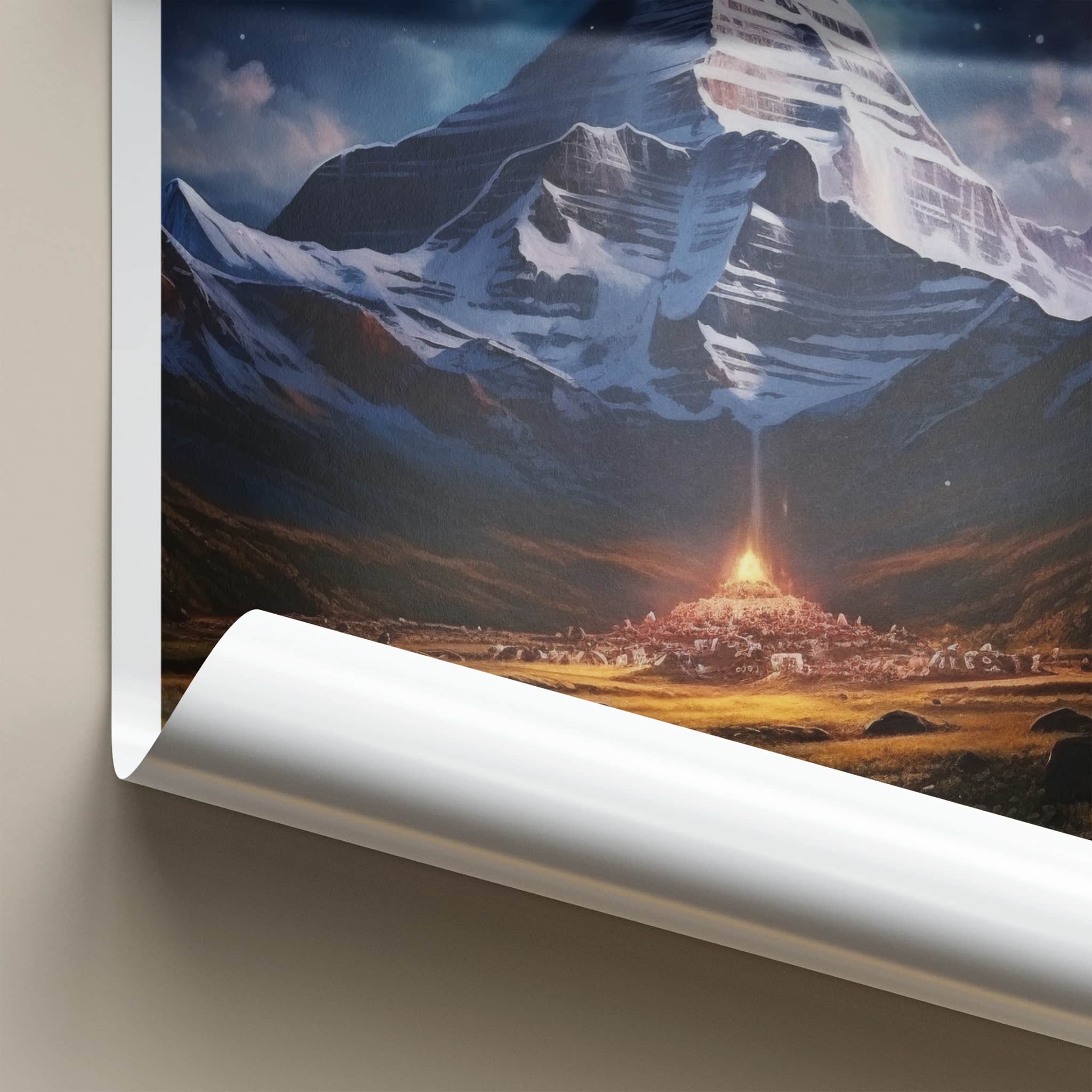 Kailash Poster - Tibet Travel Art - Mystic Mountain Glow Home Decor