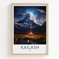 Kailash Poster - Tibet Travel Art - Mystic Mountain Glow Home Decor