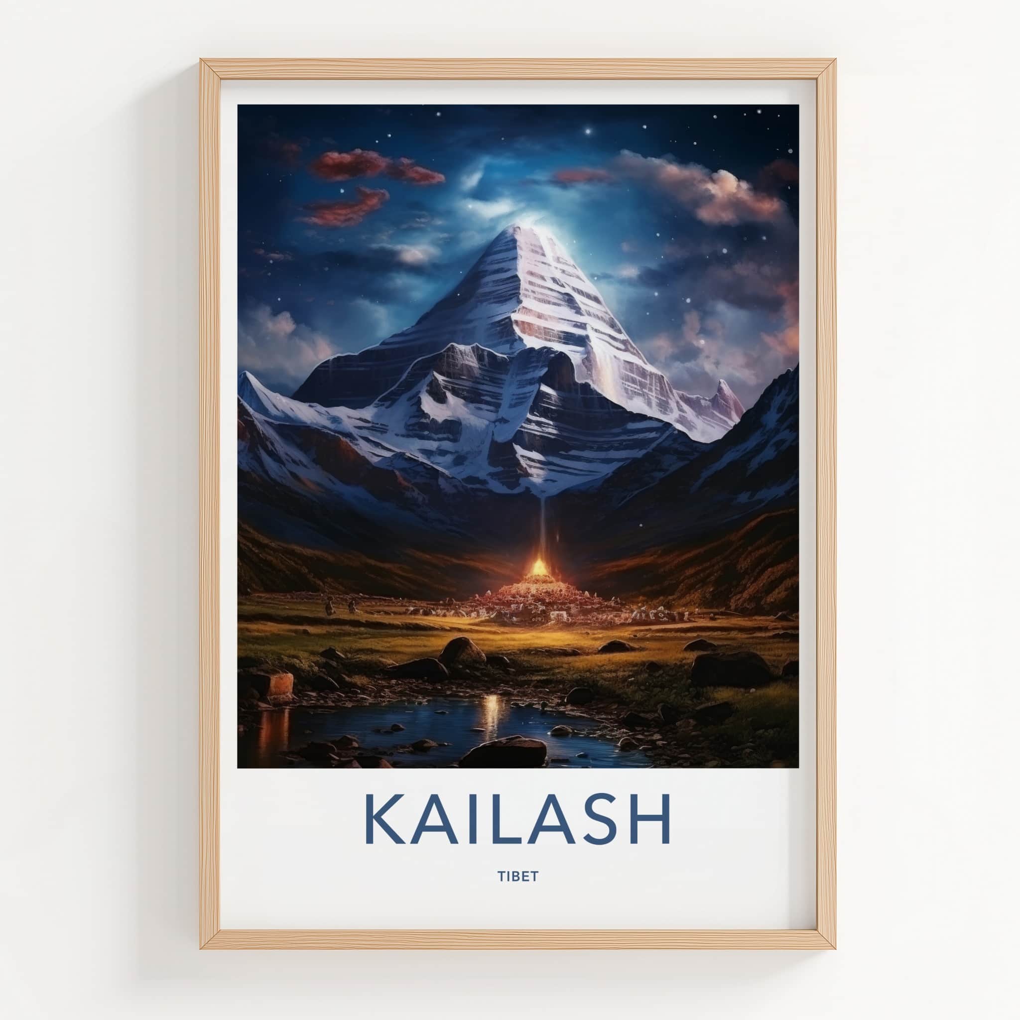 Kailash Poster - Tibet Travel Art - Mystic Mountain Glow Home Decor