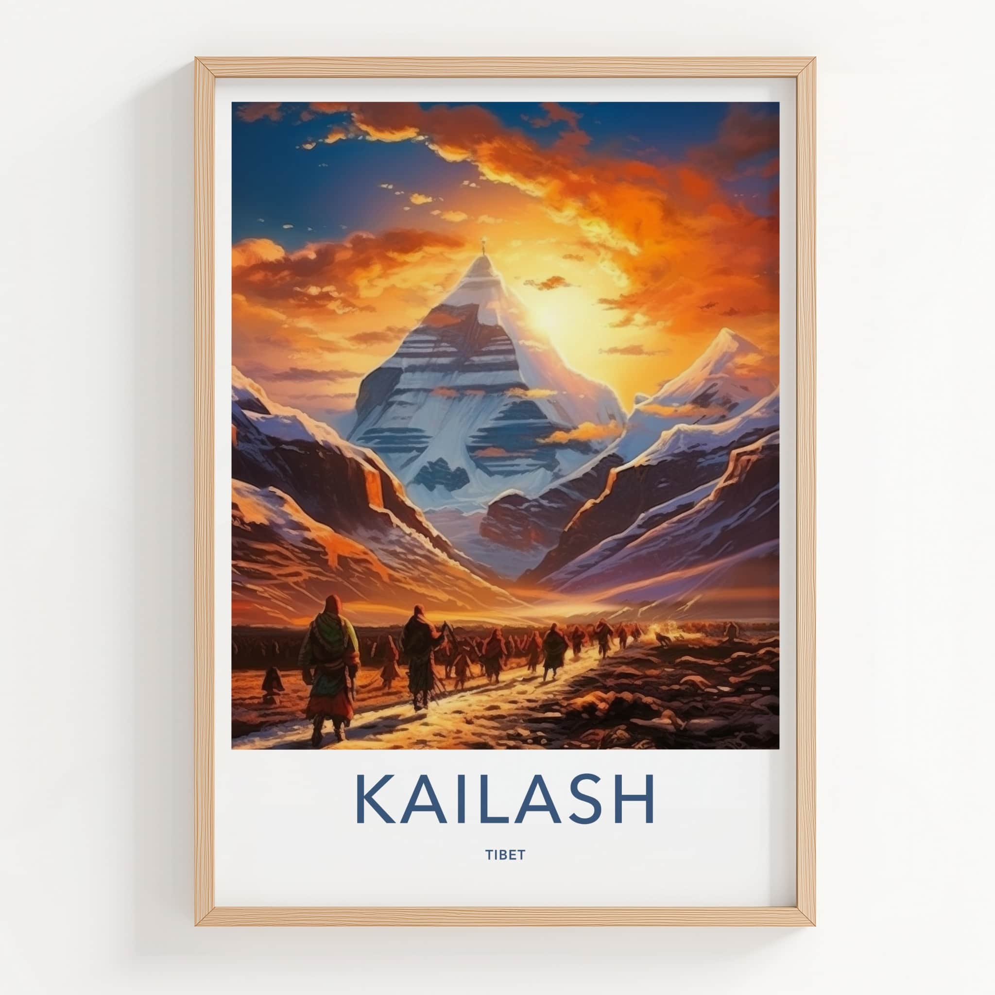 Kailash Poster - Tibet Travel Art - Pilgrims Mountain Sunset Home Decor