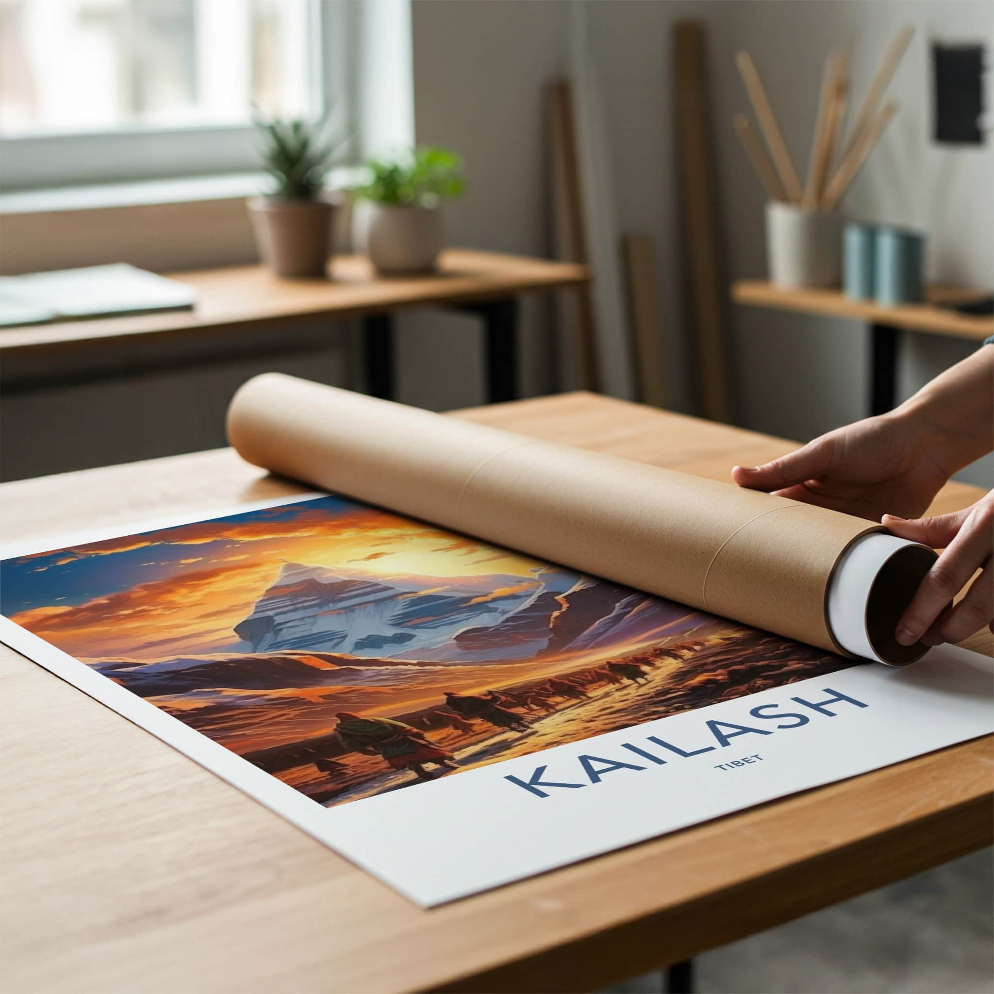 Kailash Poster - Tibet Travel Art - Pilgrims Mountain Sunset Home Decor