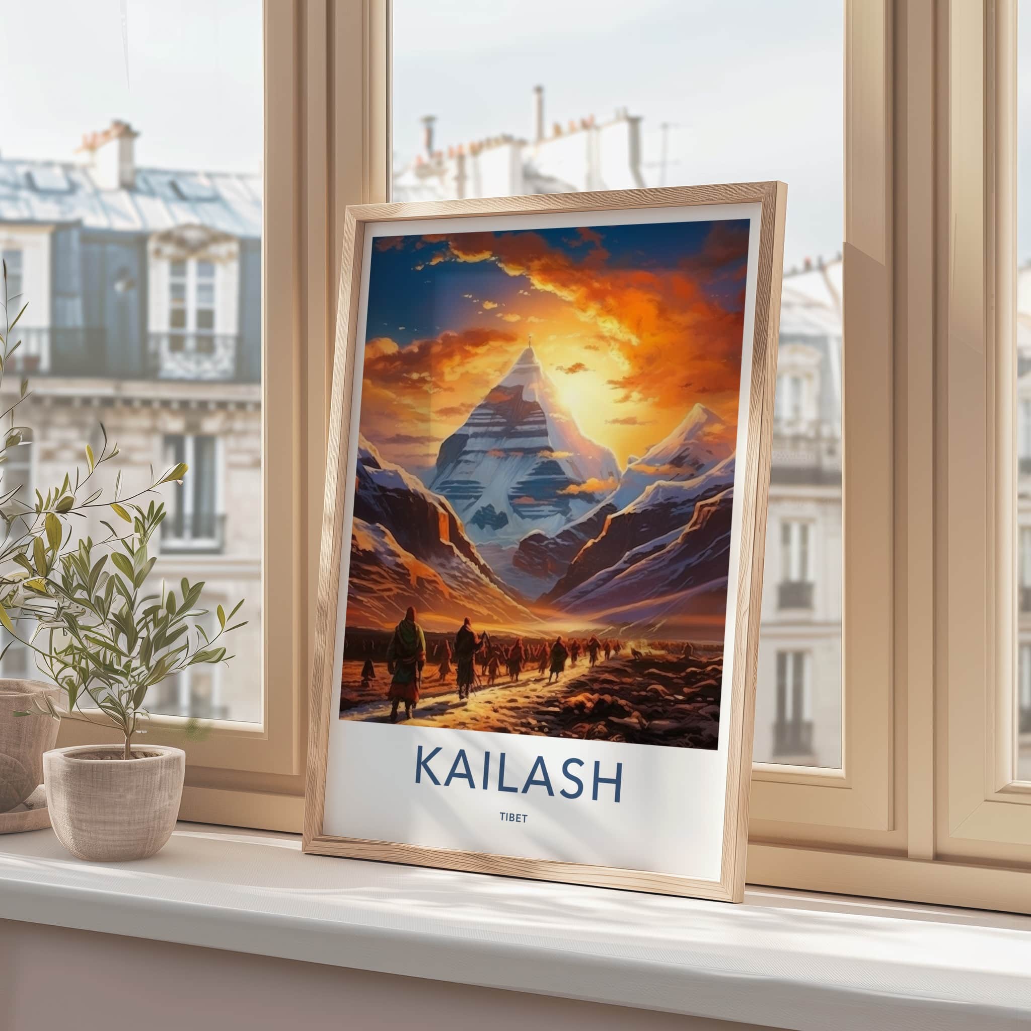 Kailash Poster - Tibet Travel Art - Pilgrims Mountain Sunset Home Decor
