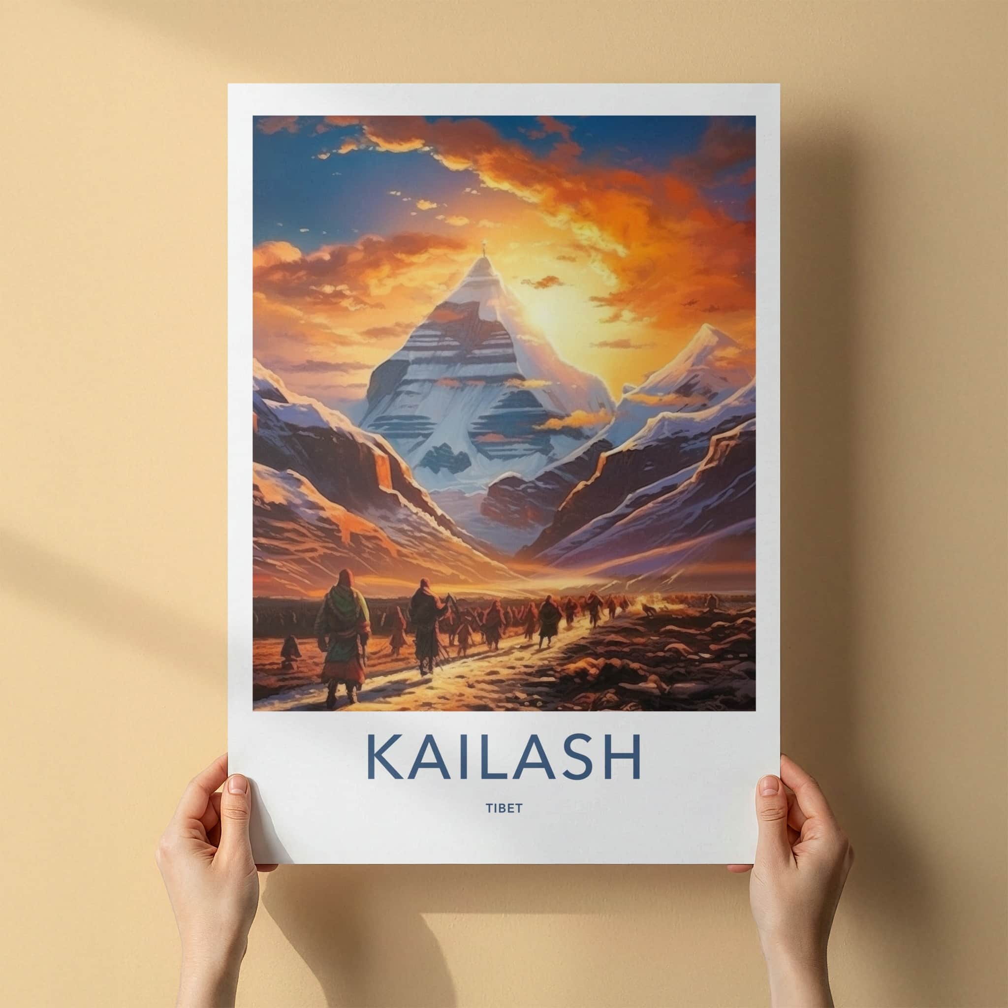 Kailash Poster - Tibet Travel Art - Pilgrims Mountain Sunset Home Decor