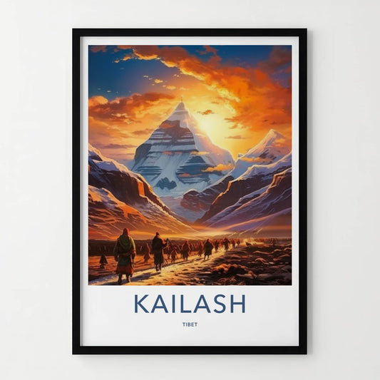 Kailash Poster - Tibet Travel Art - Pilgrims Mountain Sunset Home Decor