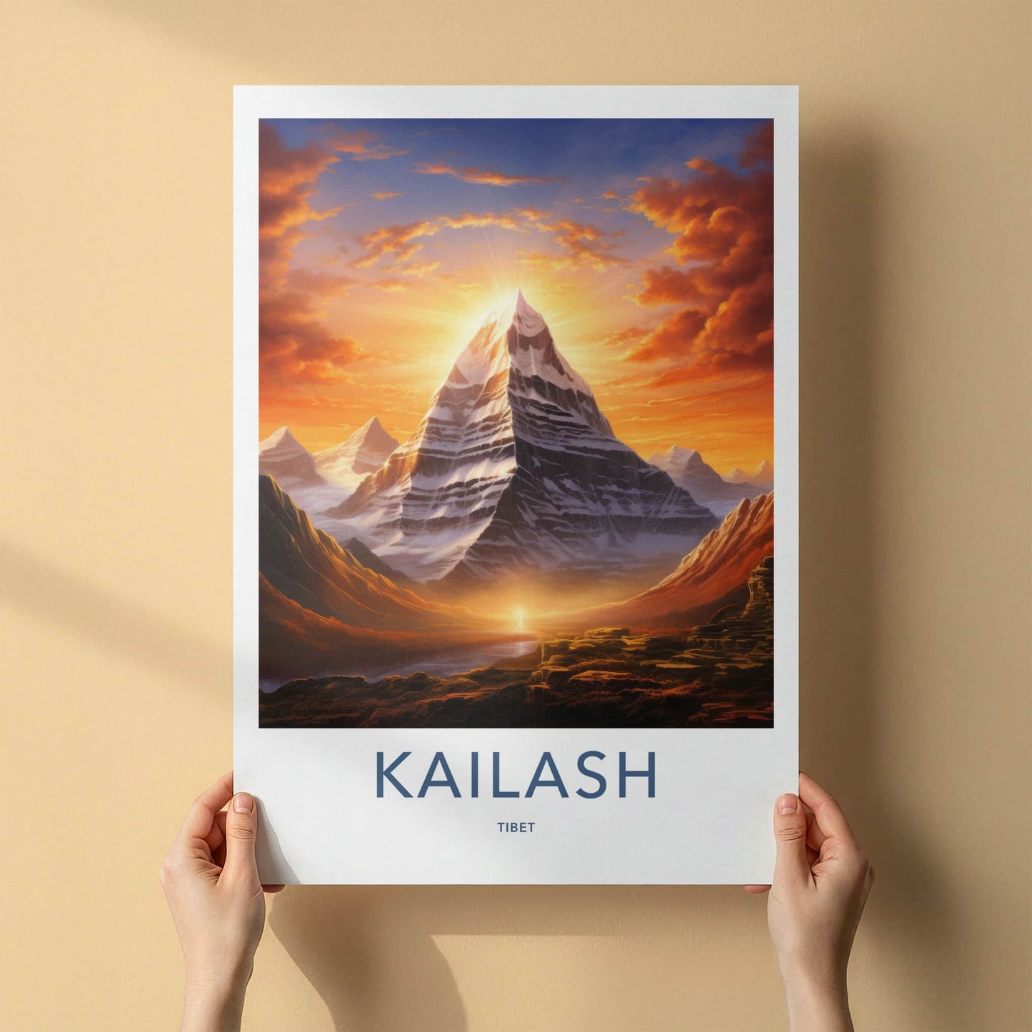 Kailash Poster - Tibet Travel Art - Radiant mountain peak Home Decor