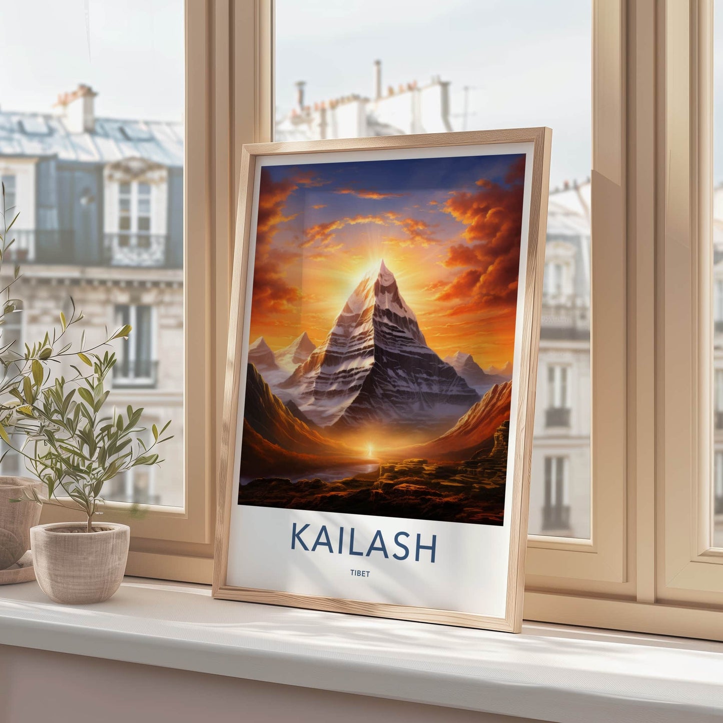 Kailash Poster - Tibet Travel Art - Radiant mountain peak Home Decor
