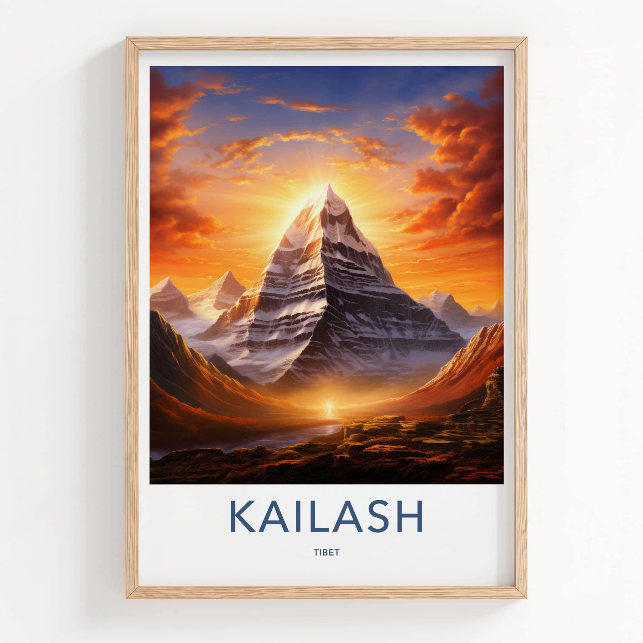 Kailash Poster - Tibet Travel Art - Radiant mountain peak Home Decor