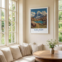 Kailash Poster - Tibet Travel Art - Sacred Peak Prayer Home Decor