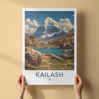 Kailash Poster - Tibet Travel Art - Sacred Peak Prayer Home Decor