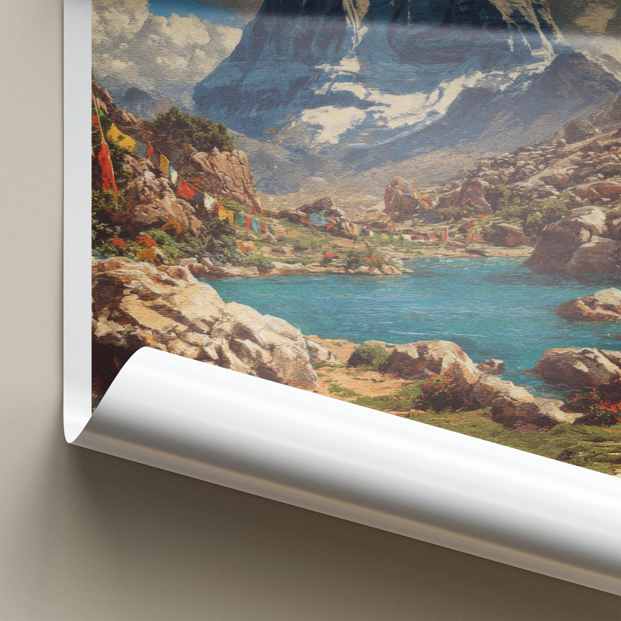 Kailash Poster - Tibet Travel Art - Sacred Peak Prayer Home Decor