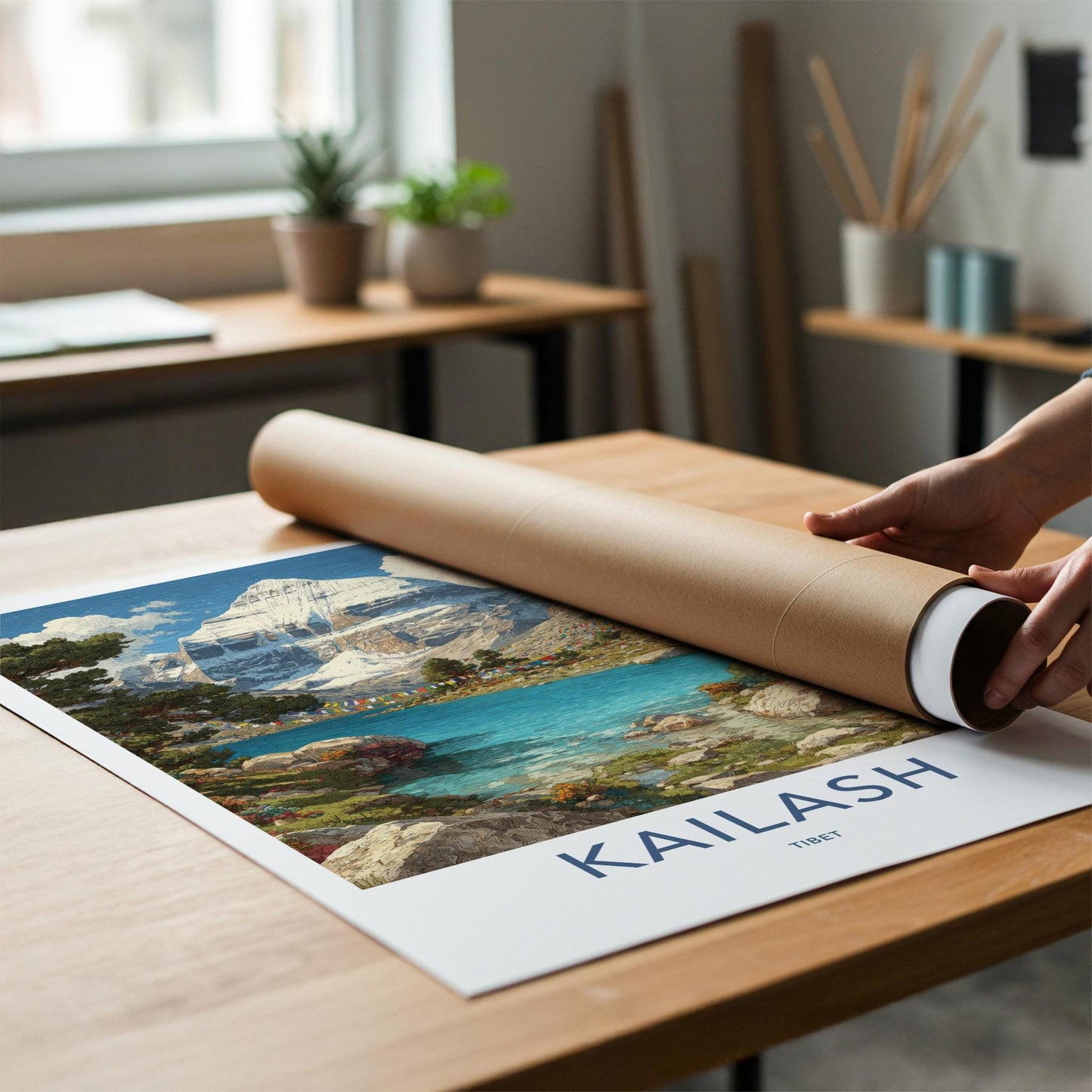 Kailash Poster - Tibet Travel Art - Snow Capped Mountain Home Decor