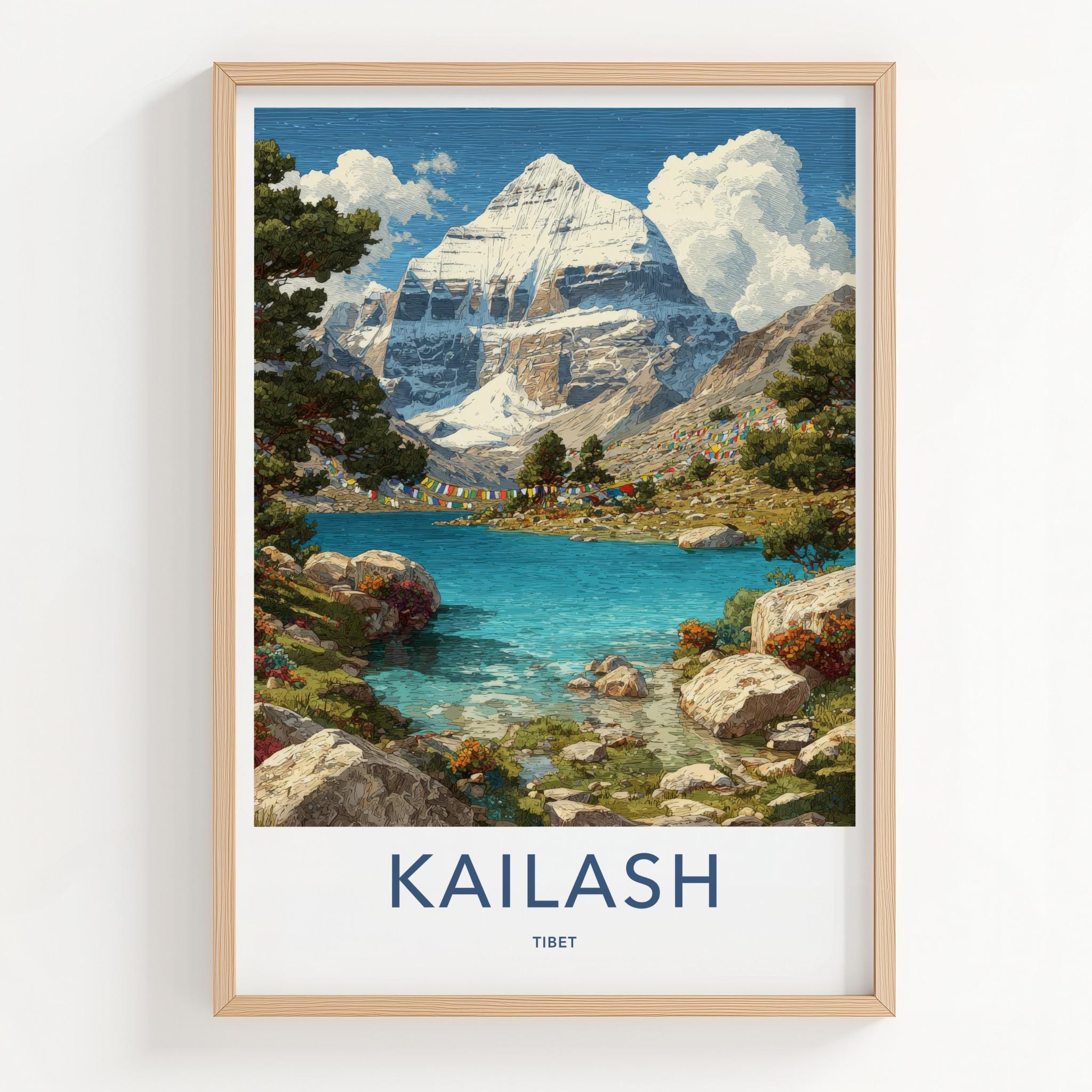 Kailash Poster - Tibet Travel Art - Snow Capped Mountain Home Decor