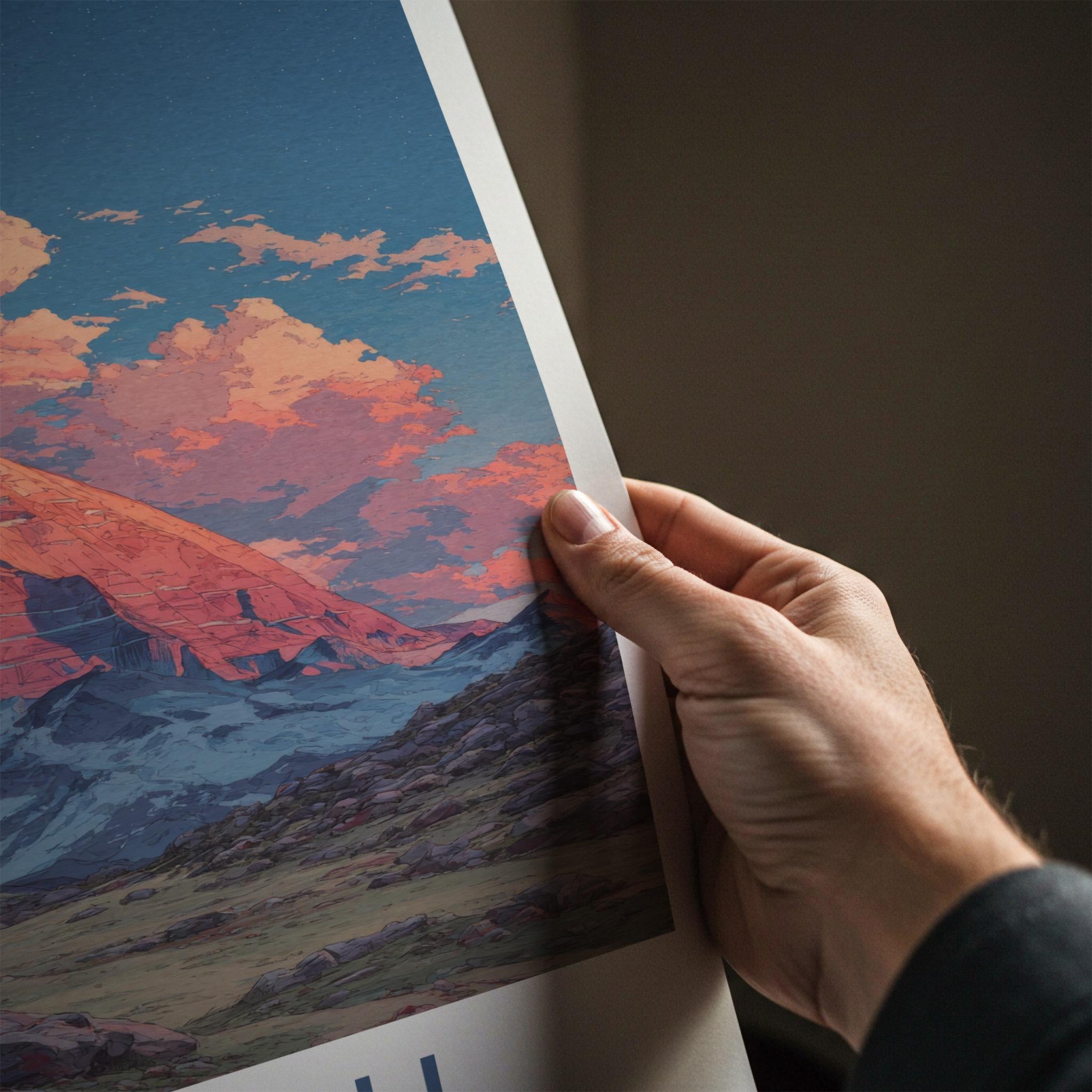 Kailash Poster - Tibet Travel Art - Sunset Mountain Glow Home Decor