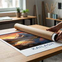 Kailash Poster - Tibet Travel Art - Sunset Peak Reflection Home Decor