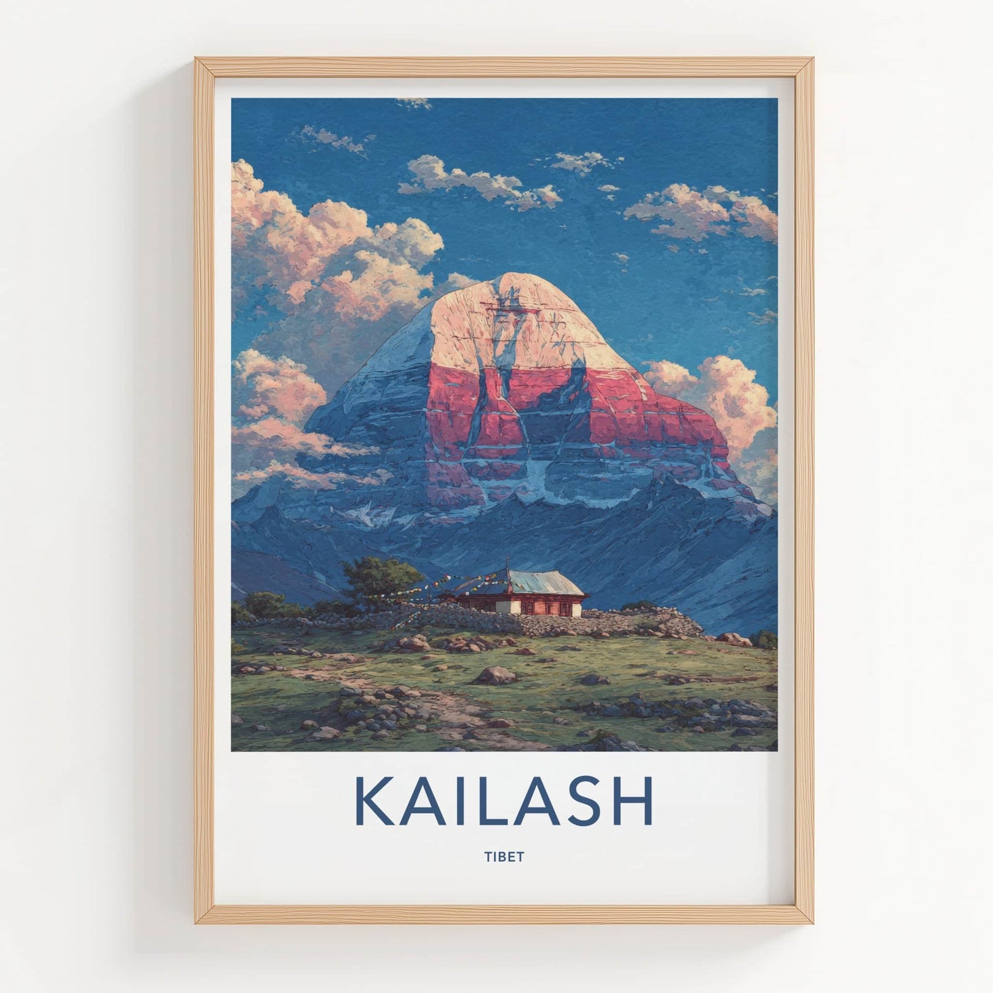 Kailash Poster - Tibet Travel Print - Mountain Prayer Flags Home Decor